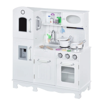 Large Kids Kitchen Playset, Telephone, Water Dispenser, Cooking Set Play Kitchen White at Gallery Canada