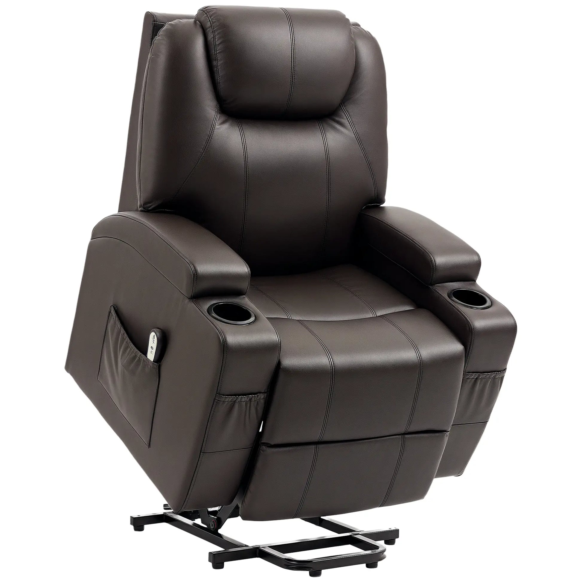Power Lift Recliner Chair, PU Leather, Remote Control, Brown Electric Power Lift Chairs Brown at Gallery Canada