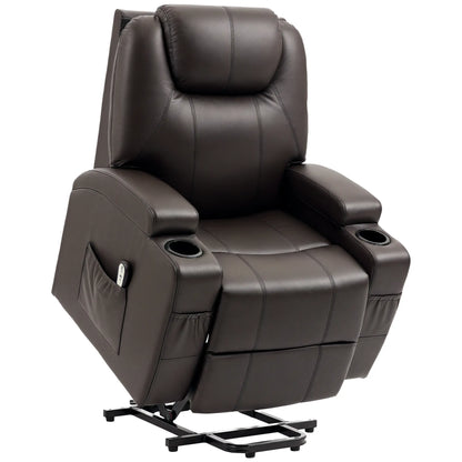 Power Lift Recliner Chair, PU Leather, Remote Control, Brown Electric Power Lift Chairs Brown at Gallery Canada