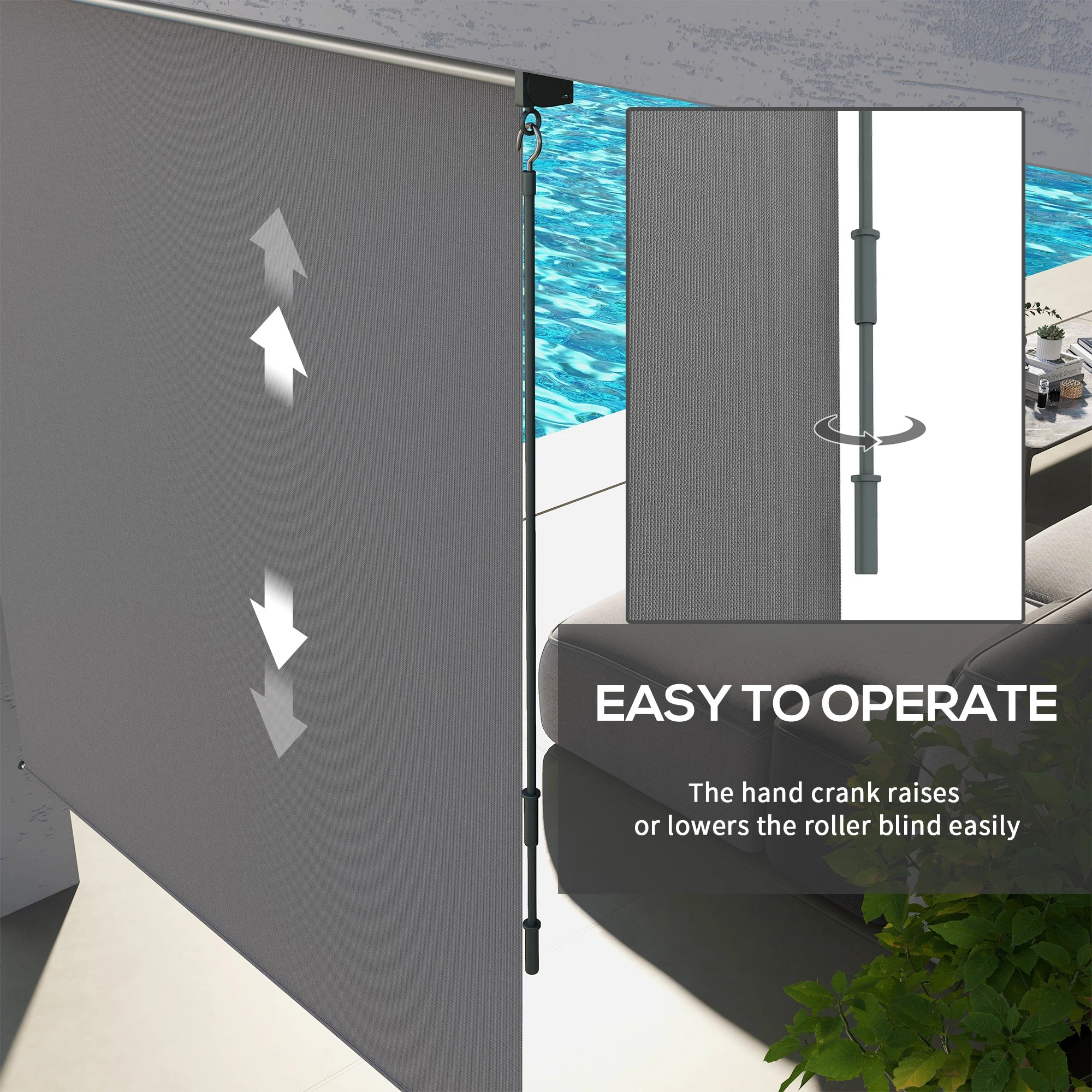 6' x 6' Outdoor Roller Shades, Cordless Porch Blinds, Light Grey Side Awnings at Gallery Canada