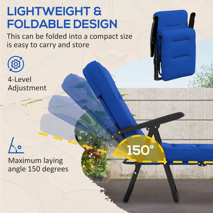 Outdoor Lounge Chair with Padded Cushion, Folding Reclining, Blue Lounger Chairs at Gallery Canada