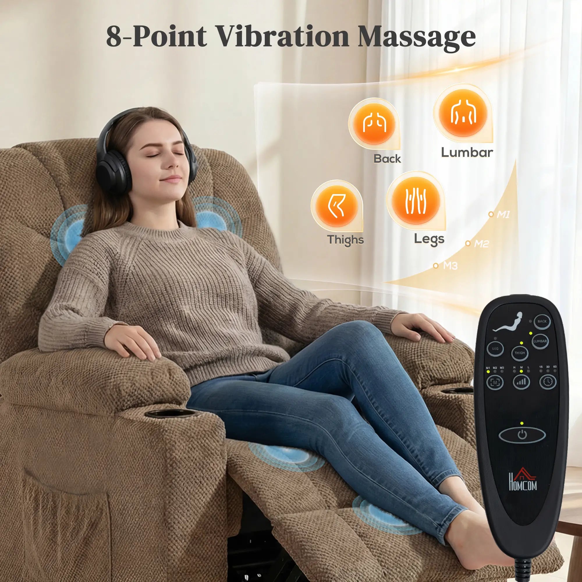 Electric Lift Recliner Chair, Massage, Side Pockets, Cup Holders, Remote, Brown Electric Power Lift Chairs at Gallery Canada