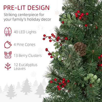 2ft 2 Pack Artificial Christmas Tree, Pre Lit with Red Berries, Green Pre Lit Christmas Trees at Gallery Canada