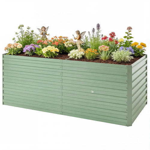 5' x 3' x 2' Raised Garden Bed, Galvanized Planter Box, Light Green
