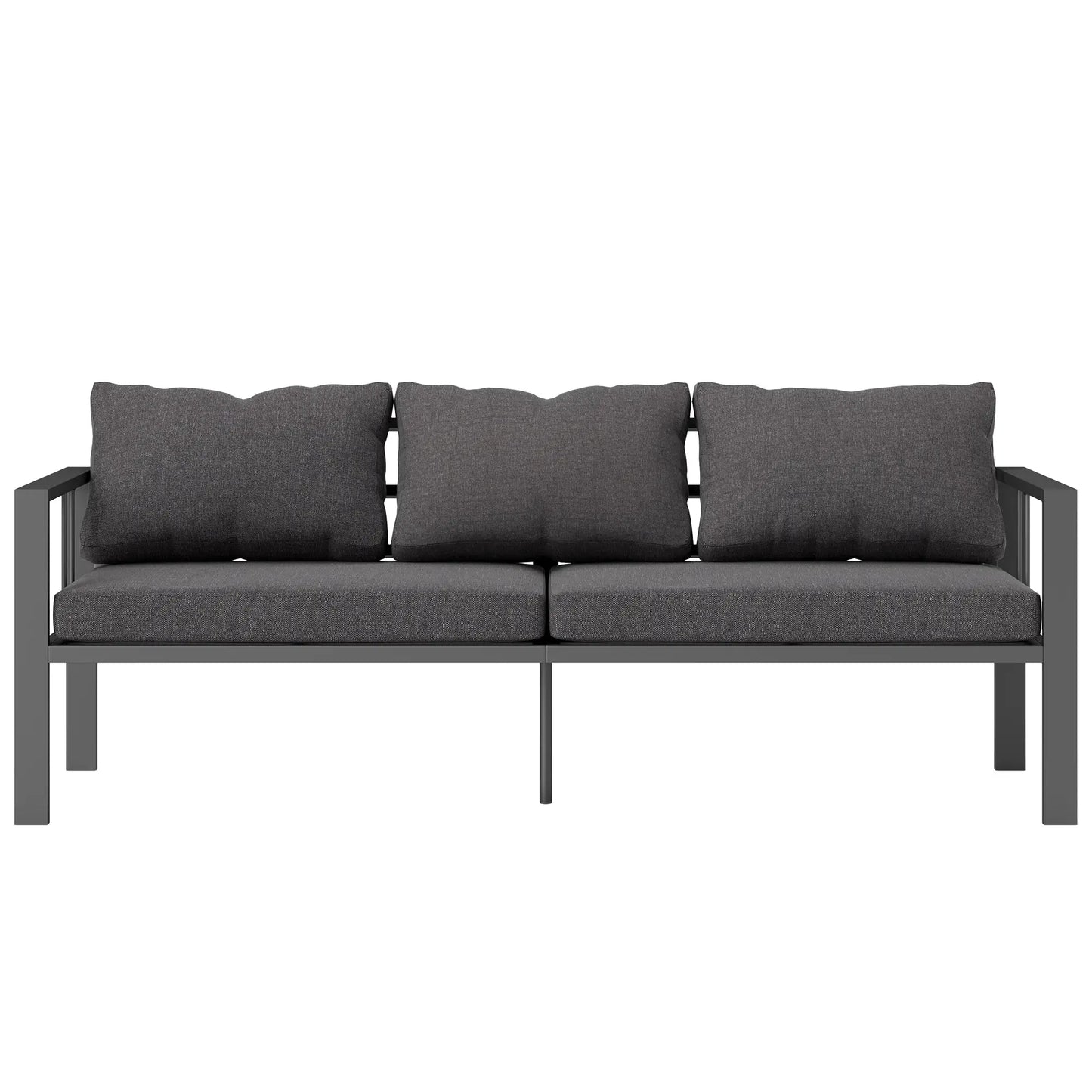 3-Seat Aluminum Outdoor Couch with Cushions, Wide Seat, Dark Grey Patio Chairs Dark Grey at Gallery Canada