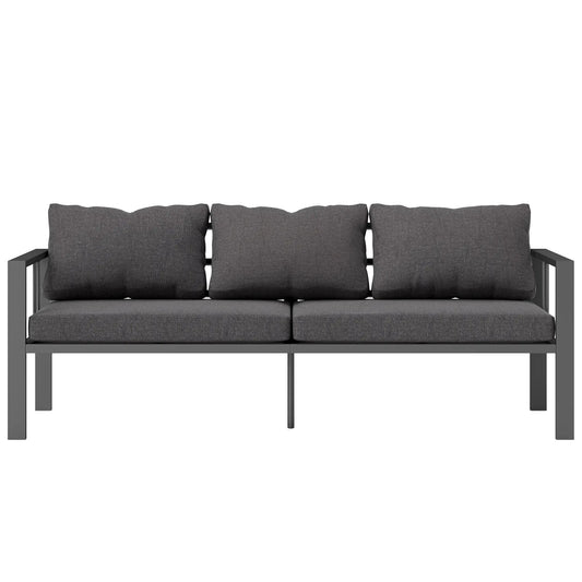 3-Seat Aluminum Outdoor Couch with Cushions, Wide Seat, Dark Grey Patio Chairs Dark Grey at Gallery Canada