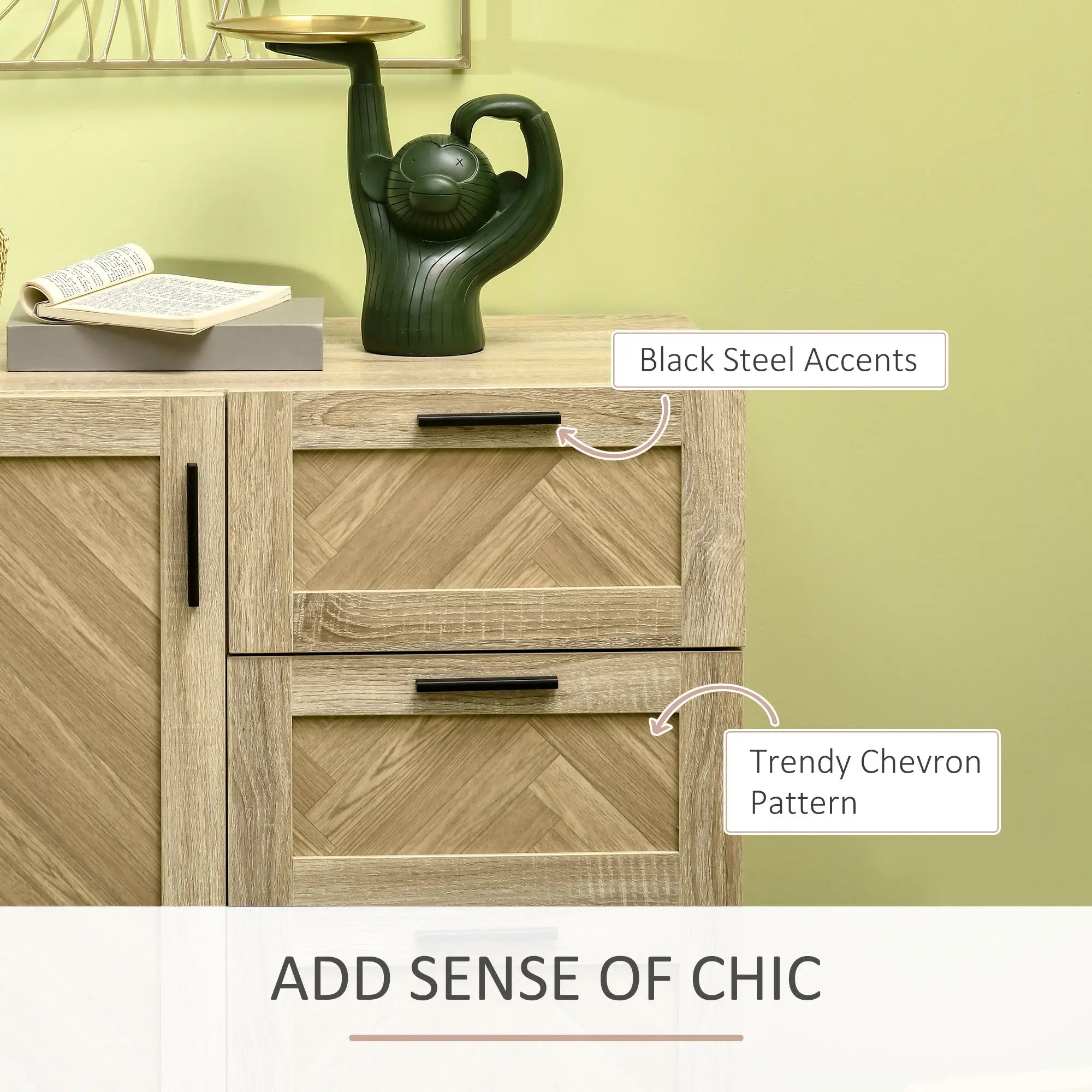 Buffet Cabinet, Coffee Bar with Drawers, Adjustable Shelves, Oak Bar Cabinets at Gallery Canada