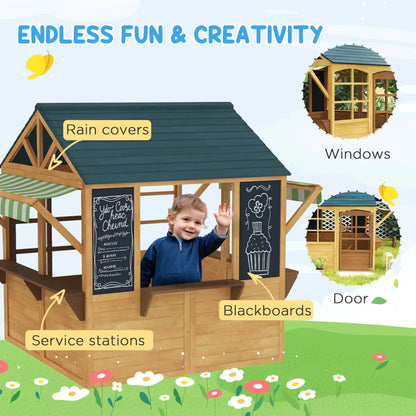 Foldable Wooden Playhouse for Kids, Snack Bar, Working Door, Brown Play Houses at Gallery Canada