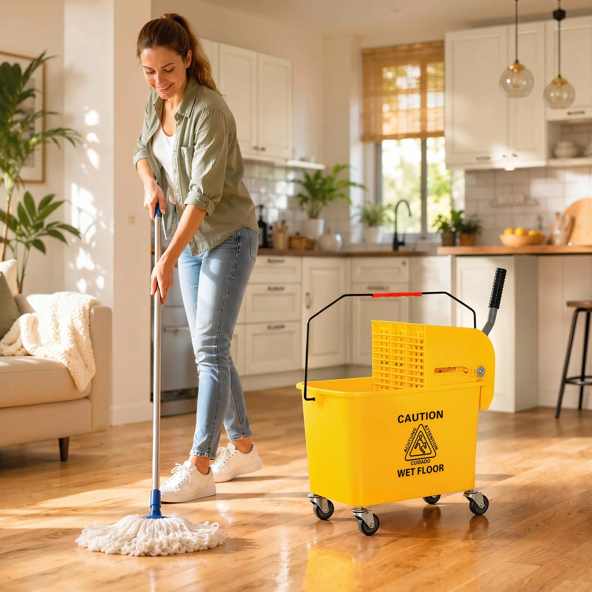 Compact Mop Bucket with Wringer, 5 Gallon, Yellow Household Supplies at Gallery Canada