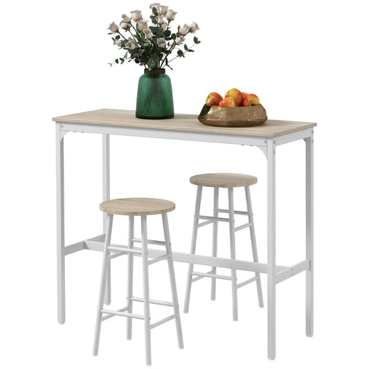 3-Piece Counter Height Bar Table And Chairs Set For 2 Bar Sets Oak, White at Gallery Canada