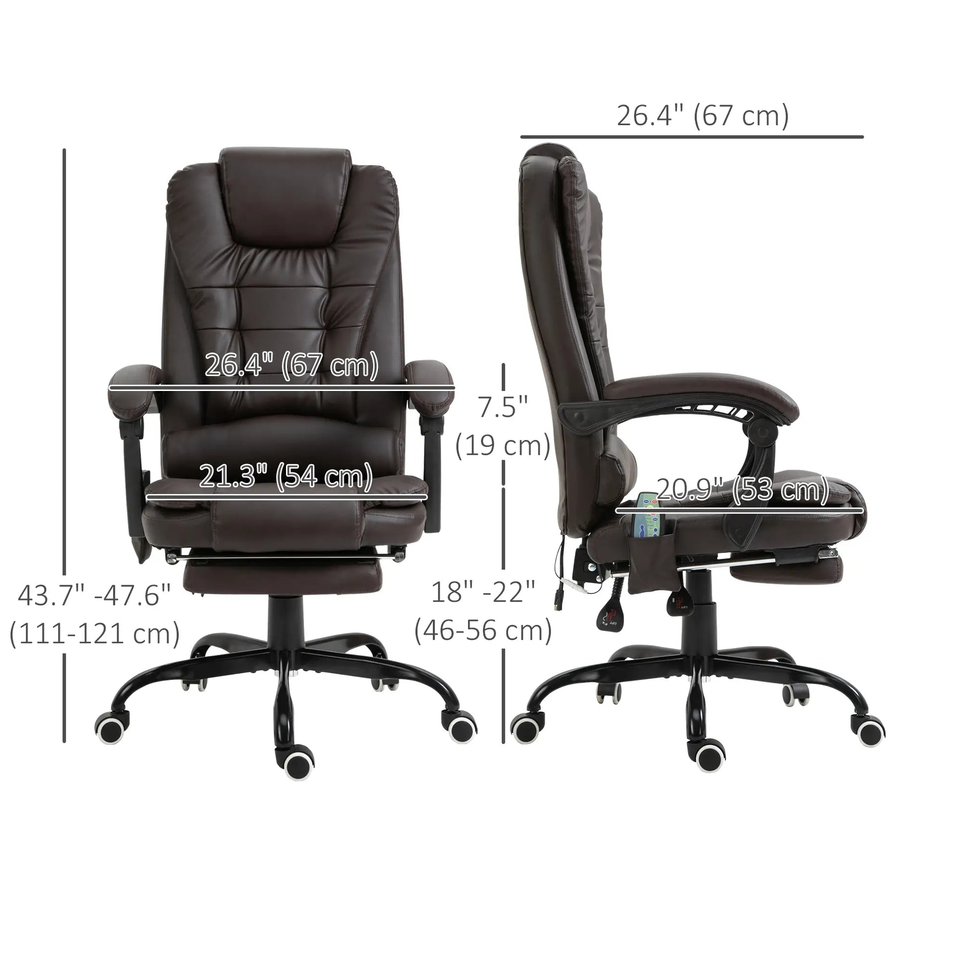 7-Point Vibrating Massage Chair, Reclining Office Chair, Adjustable Height, Brown Massage Chairs at Gallery Canada