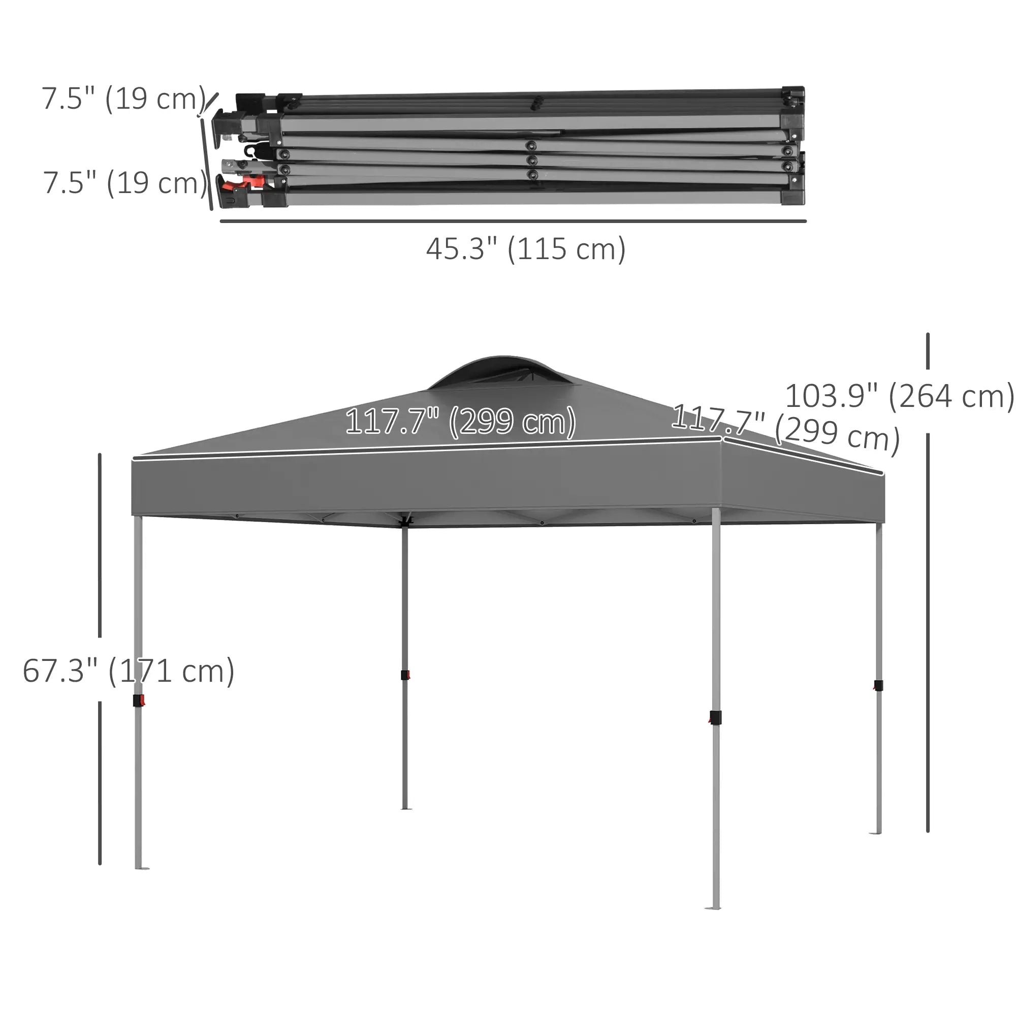 10' x 10' Pop Up Canopy Tent, Airy Top Vents, Wheeled Carry Bag, Dark Grey Pop Up Canopies at Gallery Canada