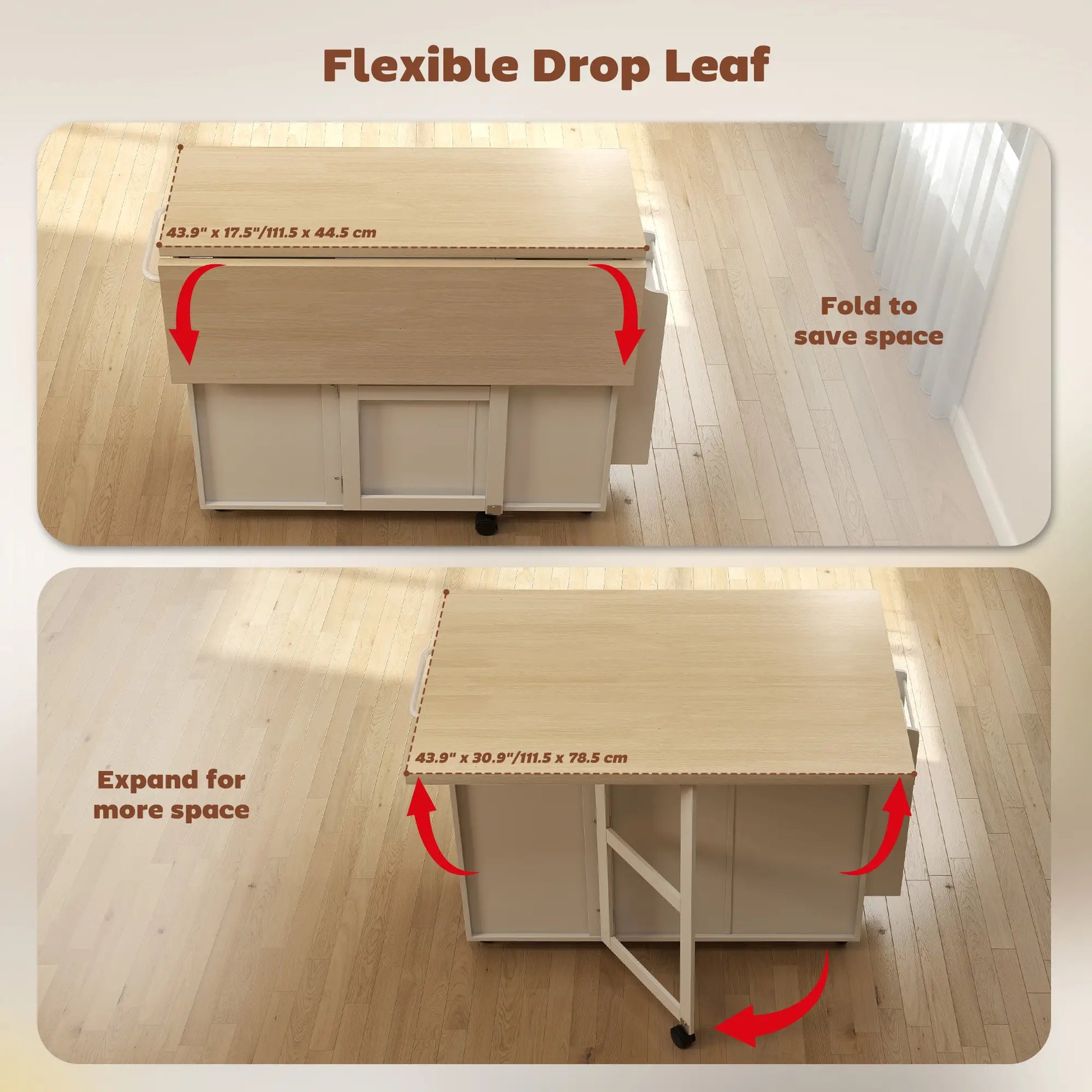 Kitchen Island Cart, Rolling Table with Drop Leaf, Drawer, Spice Rack, White Kitchen Islands & Kitchen Carts at Gallery Canada
