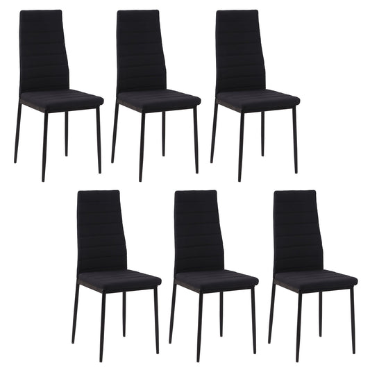 High Back Dining Chairs, Modern Upholstered PU Leather Accent Chairs with Metal Legs for Kitchen, Set of 6, Black - Gallery Canada