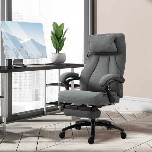 High-Back Massage Office Chair, Swivel Reclining Chair with 2-Point Vibration Removable Headrest, USB Power and Adjustable Height, Grey - Gallery Canada