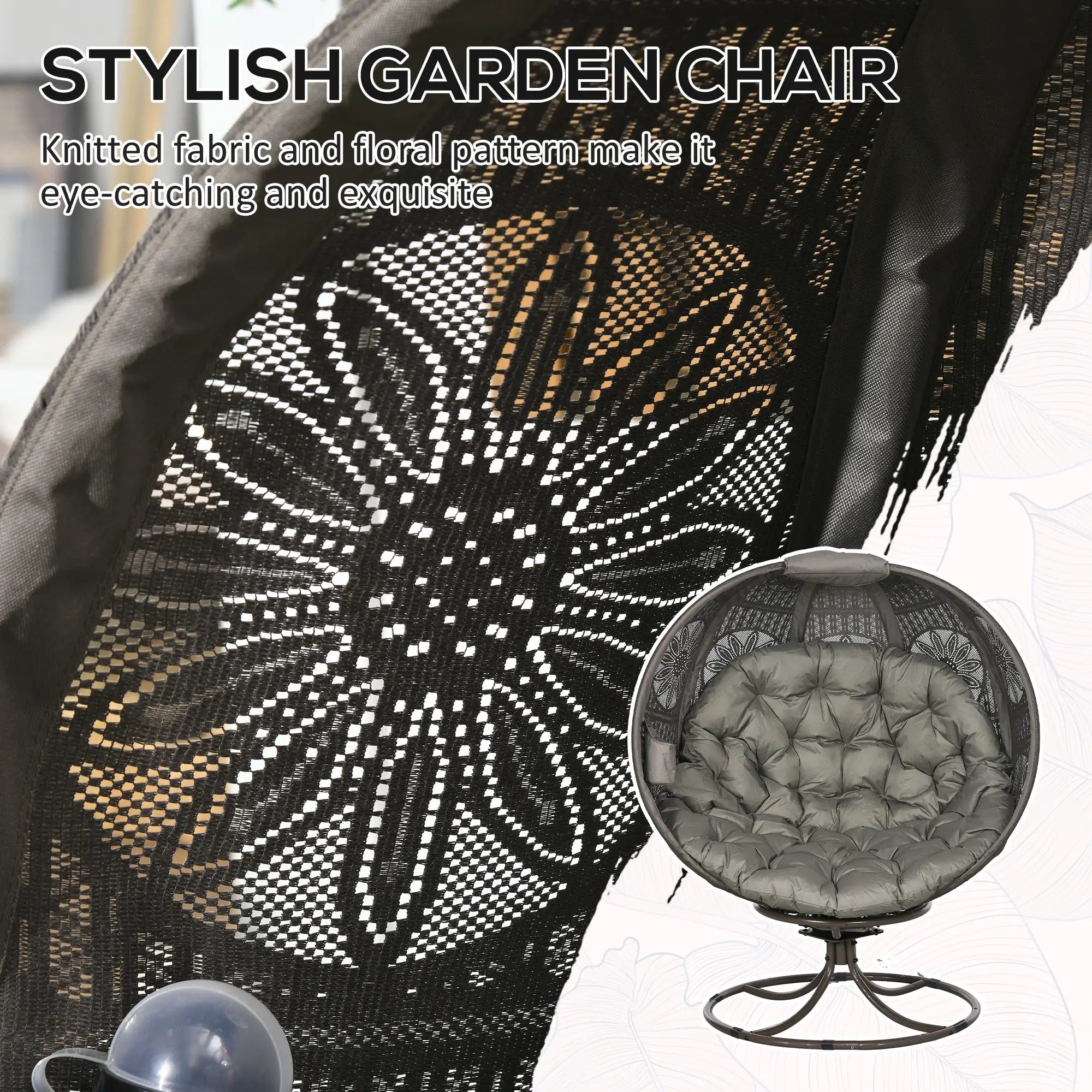 Patio Egg Chair, Swivel Base, Foldable, Large Seat Cushion, Cup Holder, Indoor Outdoor Patio Chairs at Gallery Canada