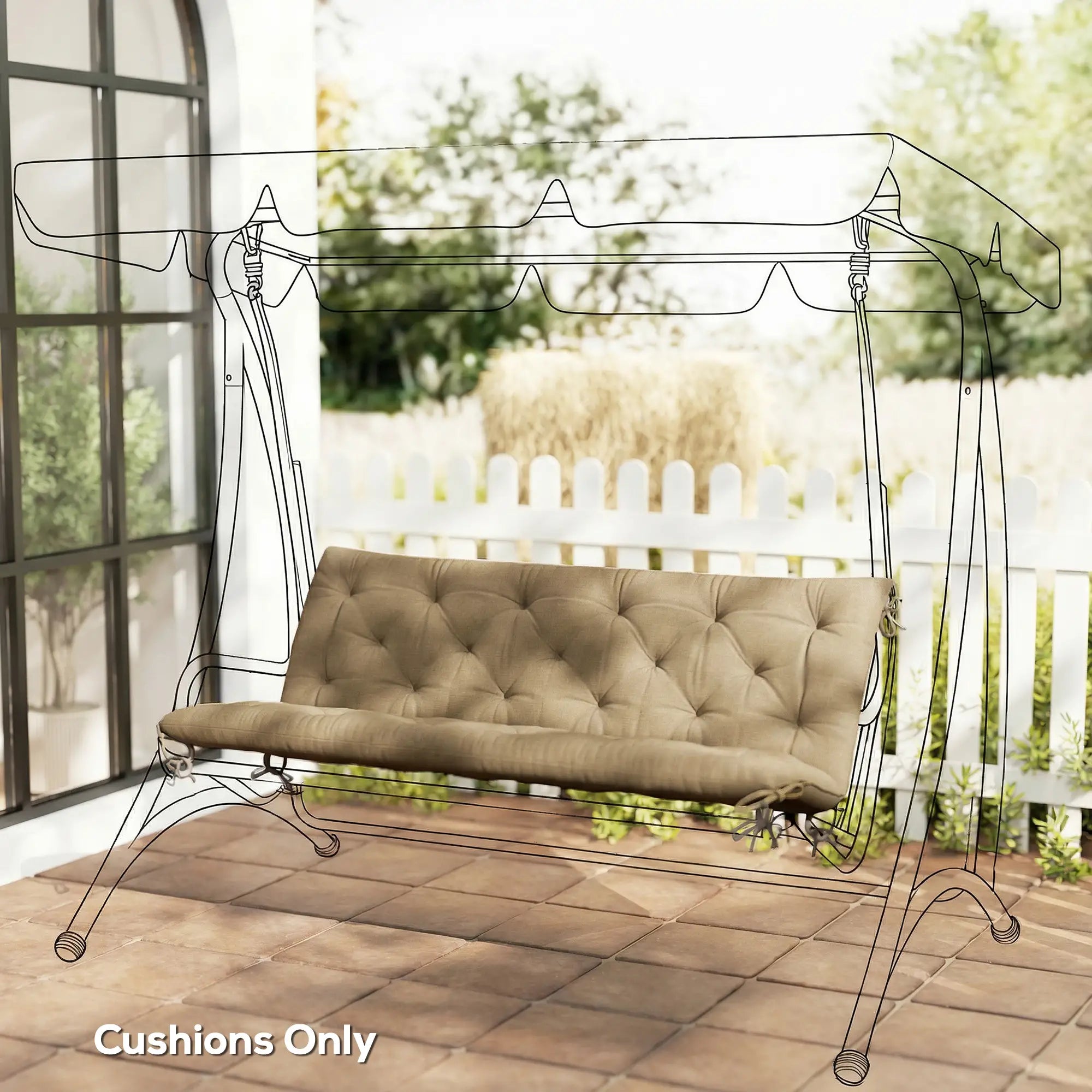 3-Seater Bench Swing Replacement Cushions, Patio Garden, Beige Patio Chair Cushions at Gallery Canada