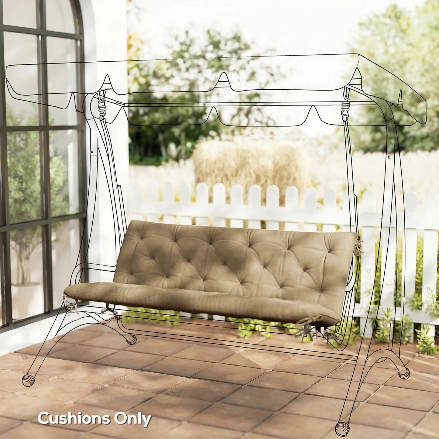 3-Seater Bench Swing Replacement Cushions, Patio Garden, Beige Patio Chair Cushions at Gallery Canada