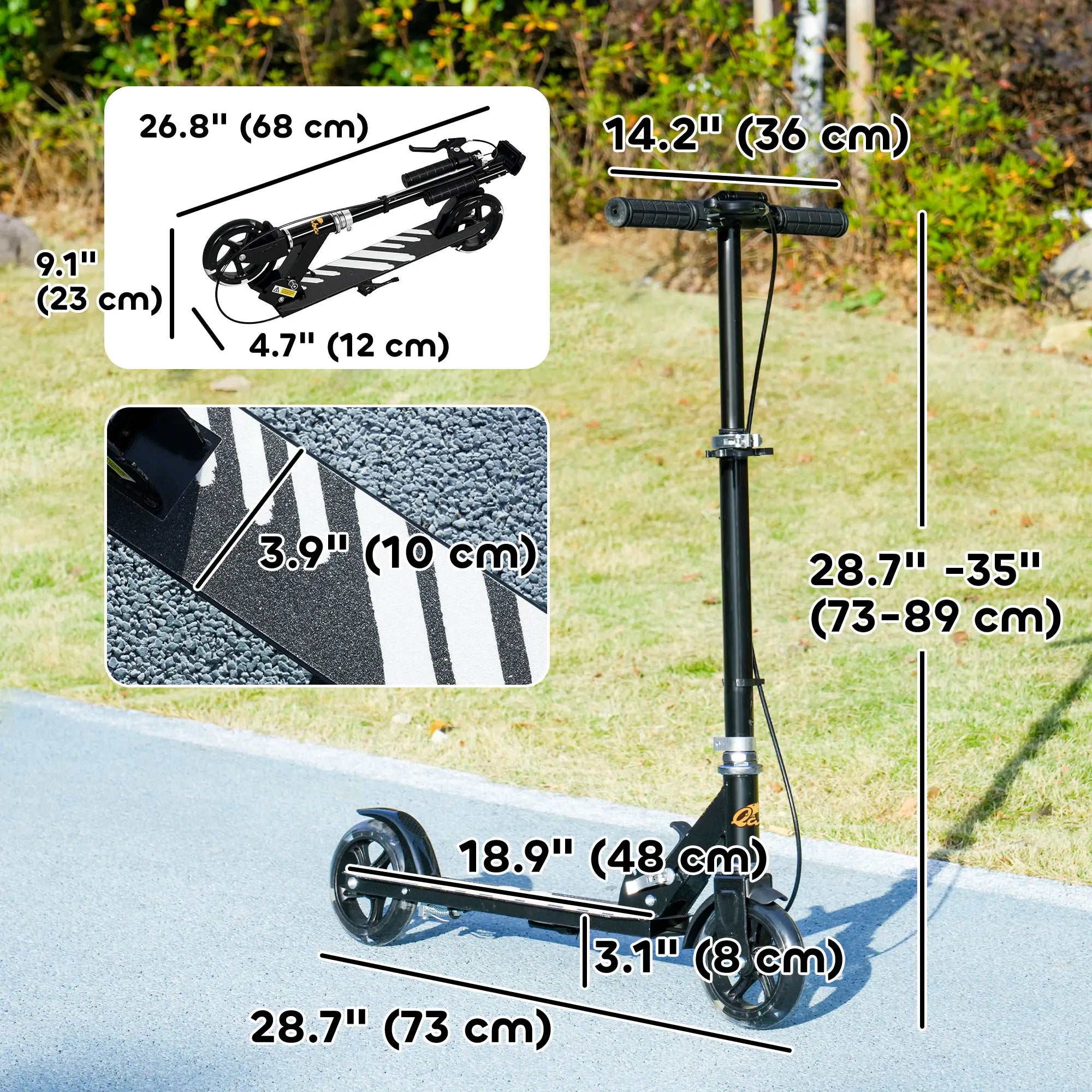 Kids Scooter, Light Up Wheels, Adjustable Handlebar, Rear Brake, Black Scooters at Gallery Canada