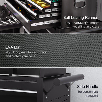14 Drawer Rolling Tool Chest, Lockable Storage Cabinet, Detachable Toolbox, Black Tool Organizers at Gallery Canada