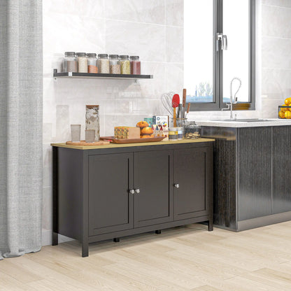 Sideboard, Buffet Cabinet with Doors, Adjustable Shelves, Natural, Black Kitchen Pantry Cabinets at Gallery Canada