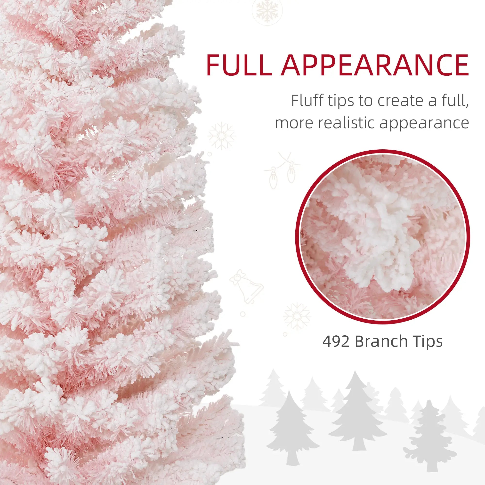 6ft Flocked Pencil Christmas Tree, Realistic Branch Tips, Pink Pencil Christmas Trees at Gallery Canada