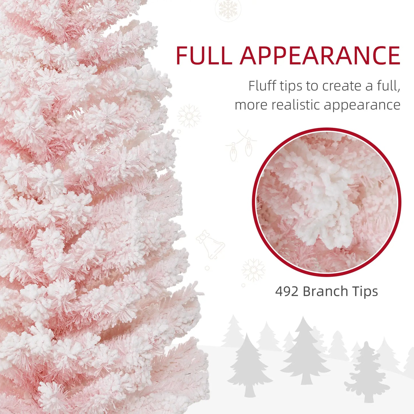 6ft Flocked Pencil Christmas Tree, Realistic Branch Tips, Pink Pencil Christmas Trees at Gallery Canada