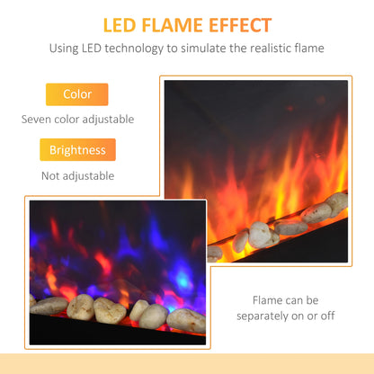 36" Wall-Mounted Electric Fireplace, 750/1500W, Flame Effect, 7 Color Light, Black Electric Fireplaces at Gallery Canada