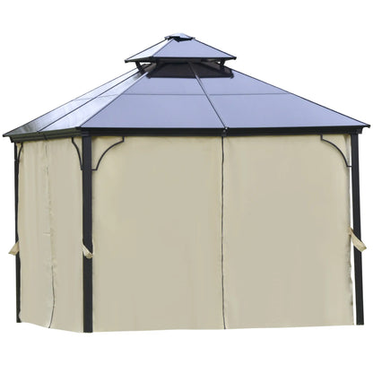 10' x 10' 2-Tier Outdoor Gazebo, Polycarbonate Roof, Beige Gazebos Beige, Black, Bronze at Gallery Canada