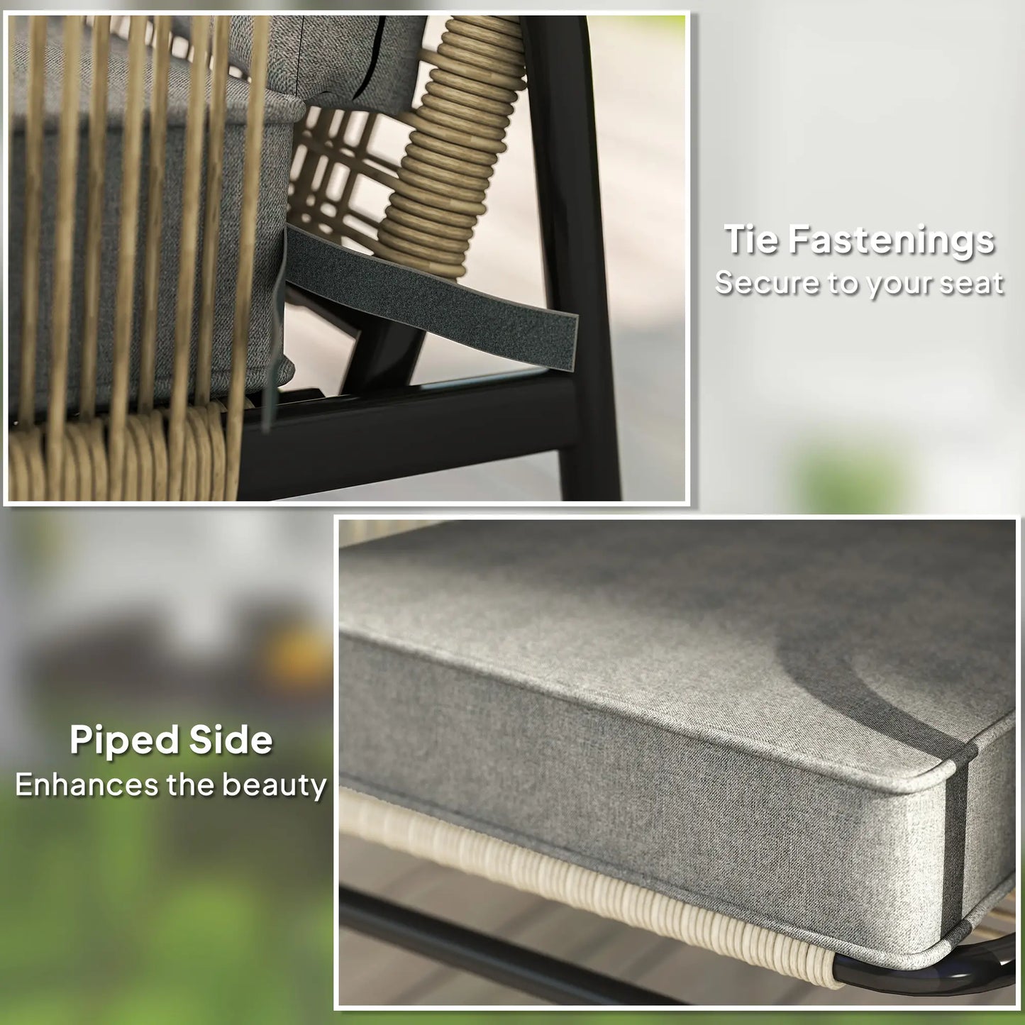 2-Piece Patio Chair Cushions with Ties, UPF50+, Light Grey Patio Chair Cushions at Gallery Canada