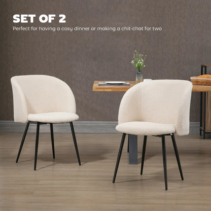 Dining Chairs Set Of 2, Sherpa Fleece Upholstered, Cream White Dining Chairs at Gallery Canada