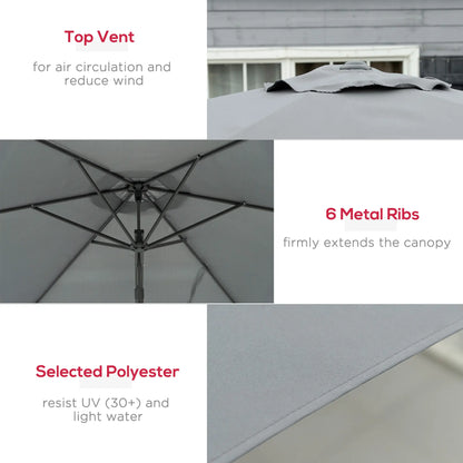 10ft Cantilever Patio Umbrella, Crank Handle, Cross Base, Dark Grey Sun Umbrellas at Gallery Canada