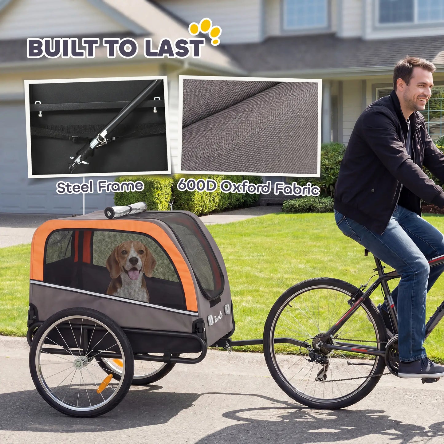 Dog Bike Trailer, Pet Cart Carrier With 2 Doors, Large Wheels, Safety Flag Dog Bike Trailers & Strollers at Gallery Canada