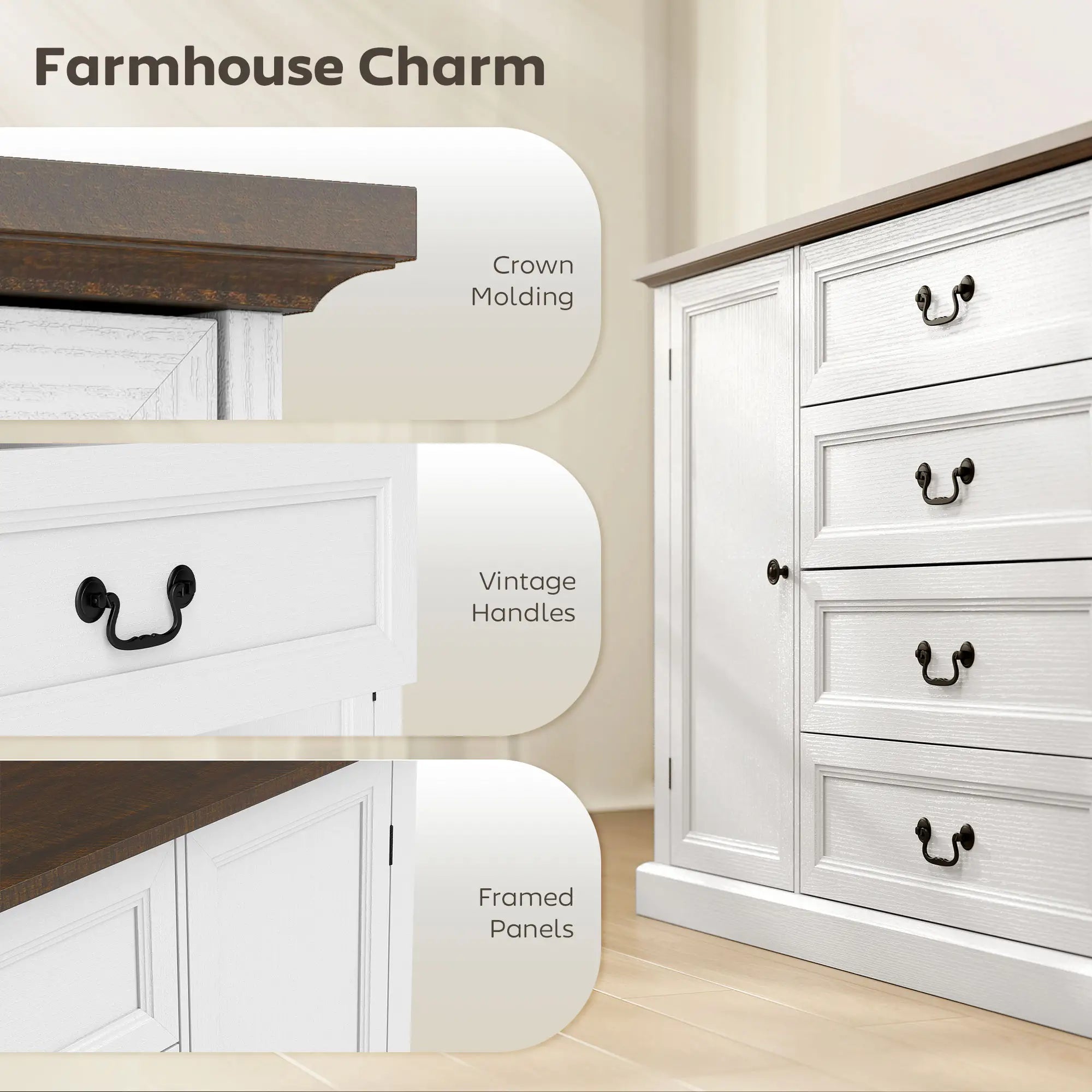 Farmhouse Sideboard with Charging Station, 58