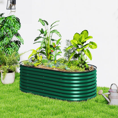 Galvanized Raised Garden Bed, 5 x 2.5 x 2 ft, Oval Planter Box, Dark Green Galvanized Planter Boxes at Gallery Canada