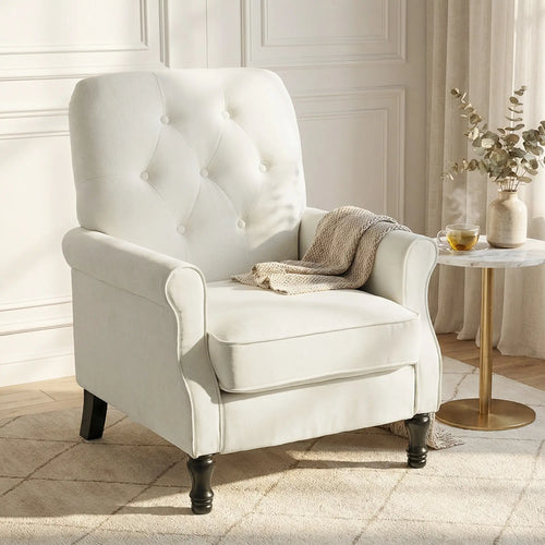 Accent Chair, Mid-Century Modern Armchair, Cream White