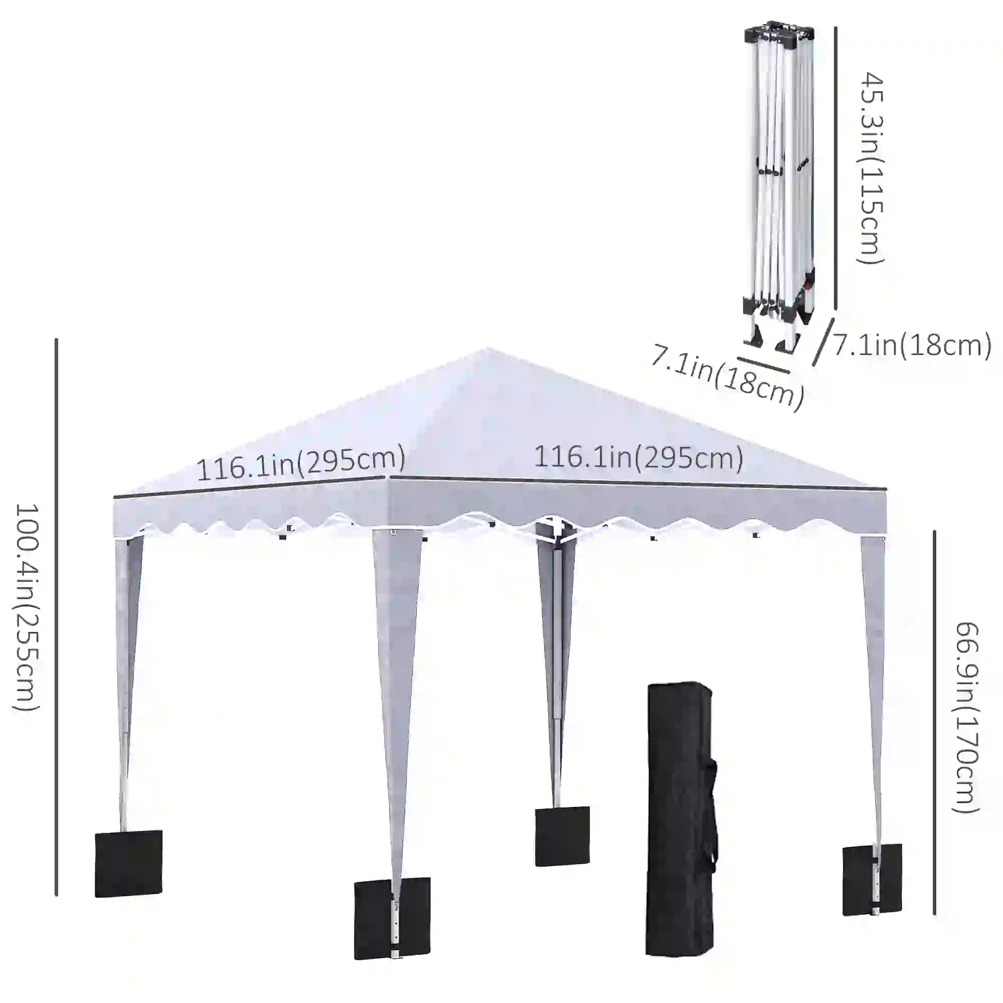 10' x 10' Pop Up Canopy Tent, Adjustable Height, Carry Bag, White Pop Up Canopies at Gallery Canada