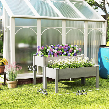 2 Tier Wood Plant Stand, Raised Bed for Flowers Vegetables, Grey Elevated Garden Beds at Gallery Canada