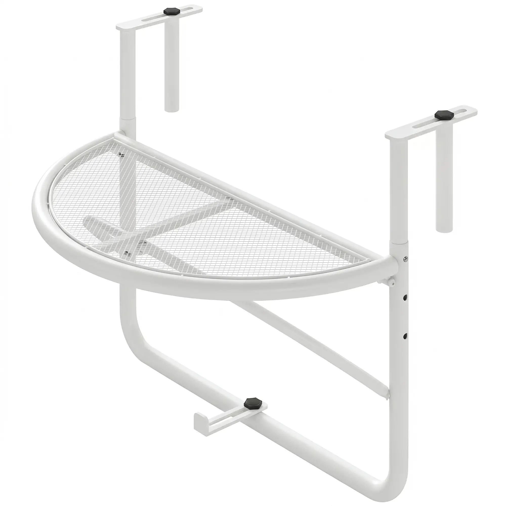 Adjustable Balcony Hanging Table, Metal Wall Desk, Outdoor Flower Stand, Half Round, White Balcony Table Hanging at Gallery Canada