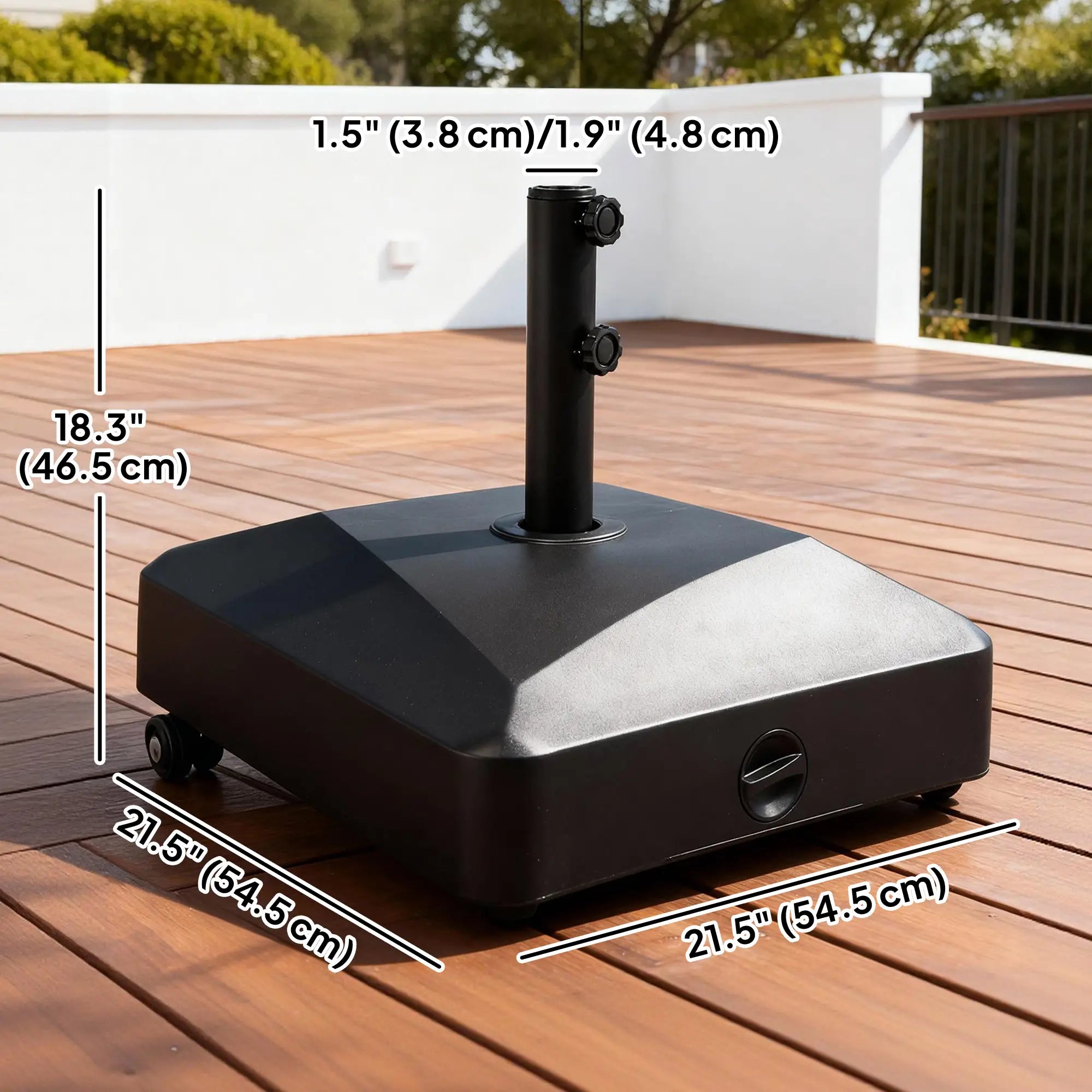 Heavy Duty Patio Umbrella Base with Wheels, 132 lb, Black Umbrella Bases at Gallery Canada