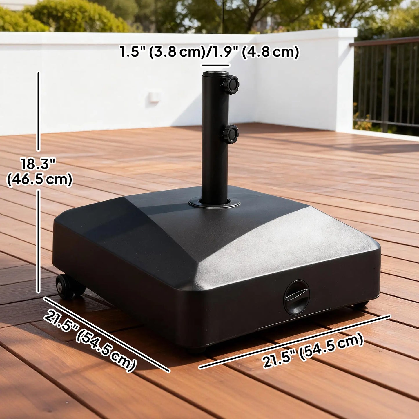 Heavy Duty Patio Umbrella Base with Wheels, 132 lb, Black Umbrella Bases at Gallery Canada