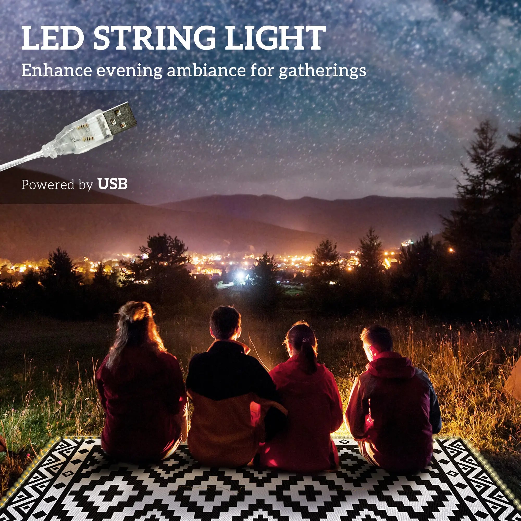 Reversible Plastic Straw Rug, LED Lights, 12' x 9' Outdoor Reversible Rugs at Gallery Canada