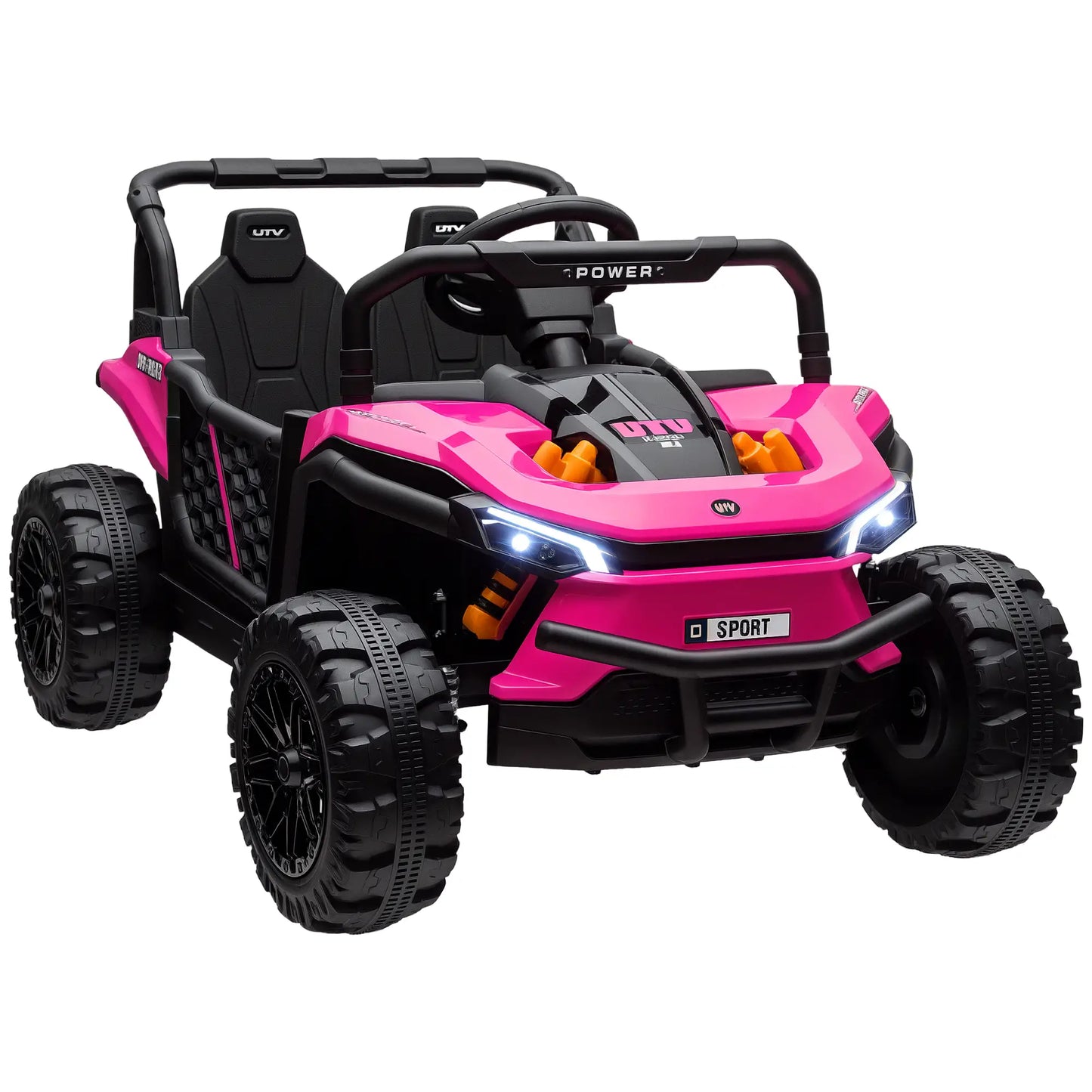 12V Kids Ride On Car, Remote Control, LED Headlights, 3 Speeds, Pink Electric Toy Cars at Gallery Canada