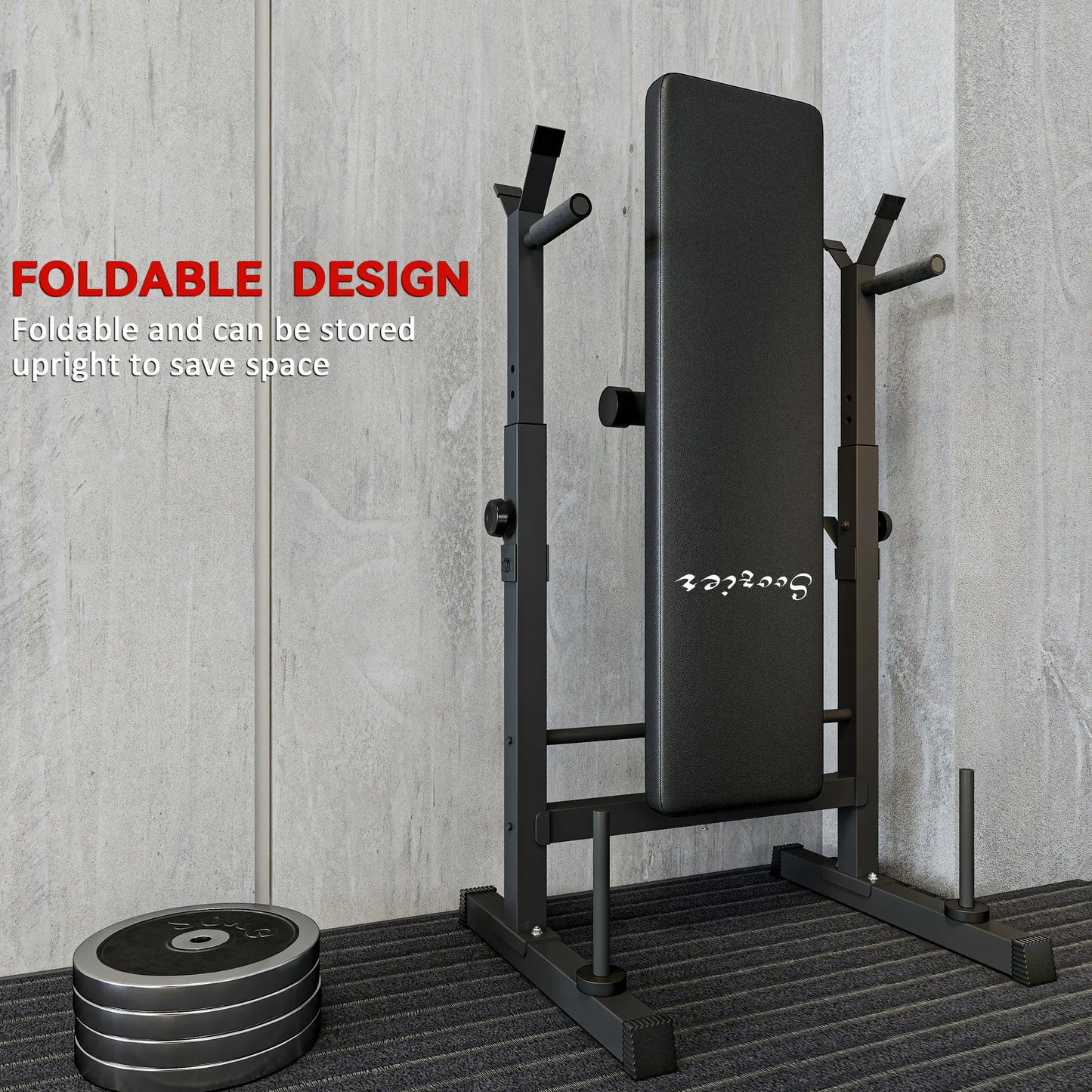 Adjustable Weight Bench, Foldable with Barbell Rack, Dip Station, Black Weight Benches at Gallery Canada