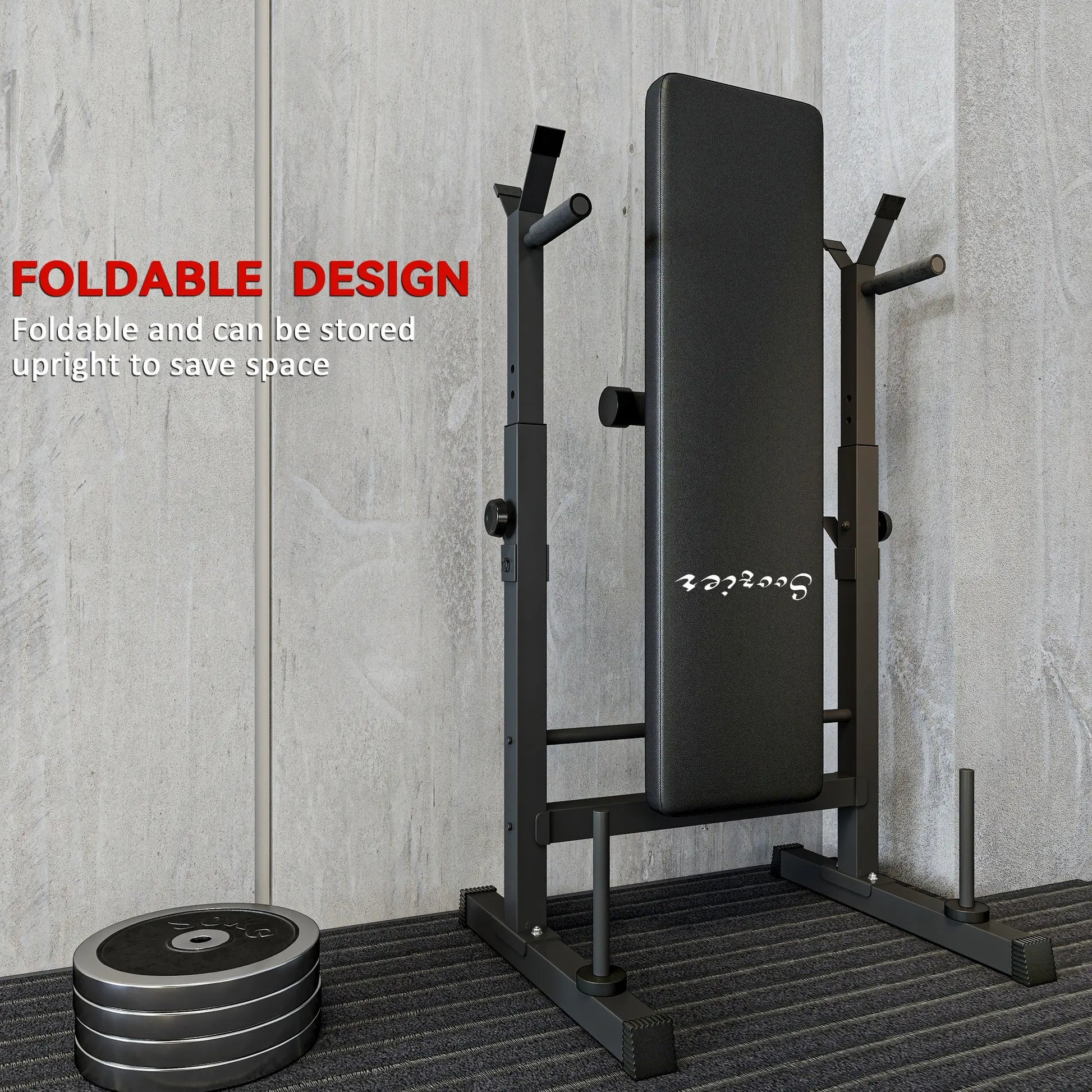 Adjustable Weight Bench, Foldable with Barbell Rack, Dip Station, Black Weight Benches at Gallery Canada