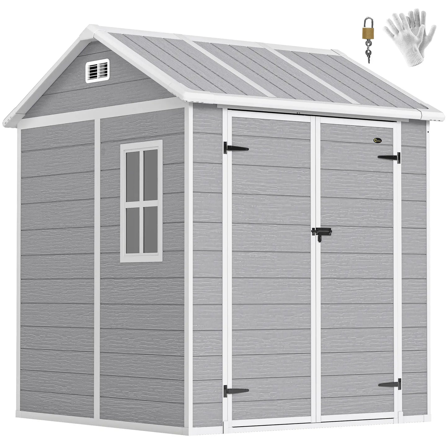 6' x 6' Resin Outdoor Storage Shed, With Floor, Window, Grey Sheds at Gallery Canada