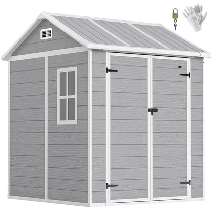 6' x 6' Resin Outdoor Storage Shed, With Floor, Window, Grey Sheds at Gallery Canada