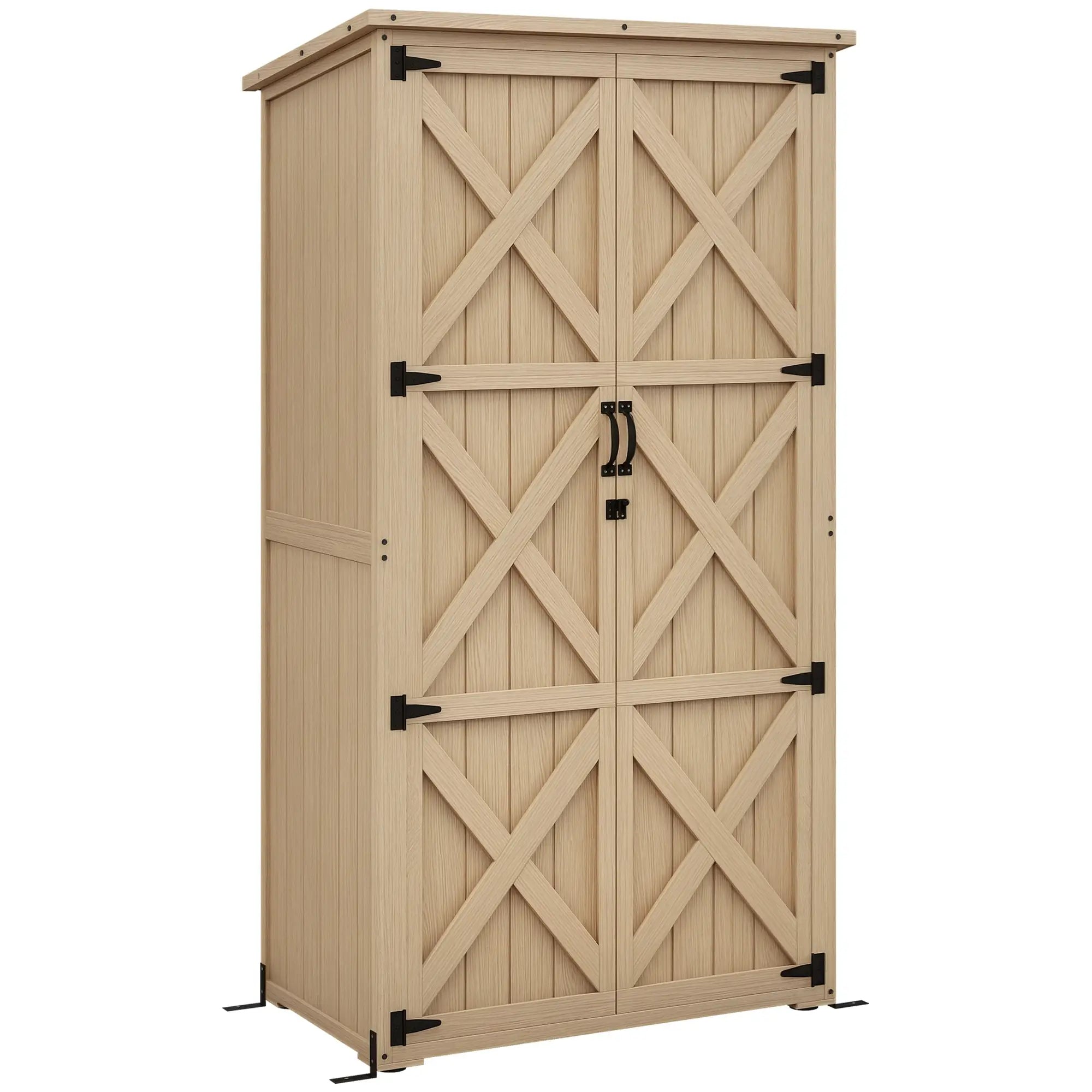 Wooden Outdoor Storage Cabinet, Garden Shed, Waterproof Asphalt Roof, Lockable Doors, Natural Sheds at Gallery Canada