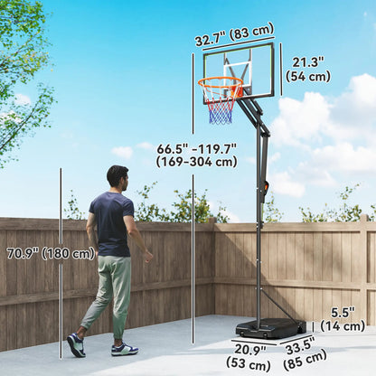 Adjustable Basketball Hoop, 4.1-8.5ft, 33" Shatterproof Board, 18" Rim Basketball at Gallery Canada