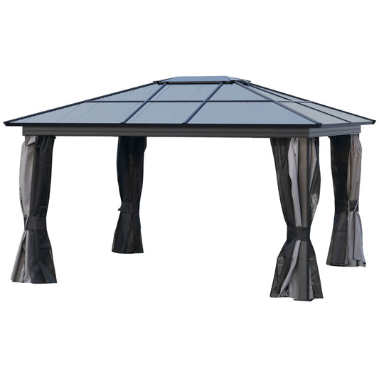 12' x 15' Hardtop Gazebo, Polycarbonate Roof, Aluminum Frame, Dark Grey Gazebos Black, Charcoal Grey at Gallery Canada